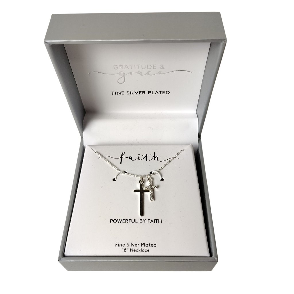 Fine Silver-Plated Necklace With Faith Cross Pendant 18 Inch Chain Jewelry